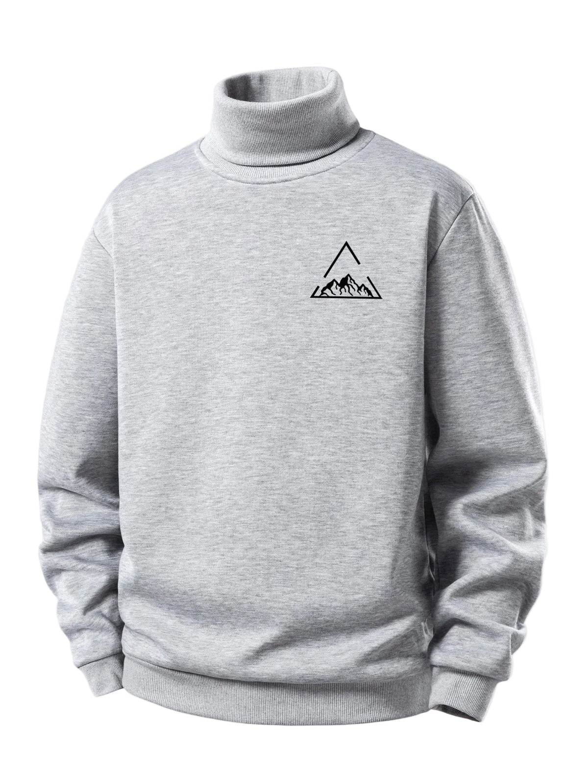 Men's Teddy Fleece Turtleneck Sweatshirt – Warm Pullover - Light Grey
