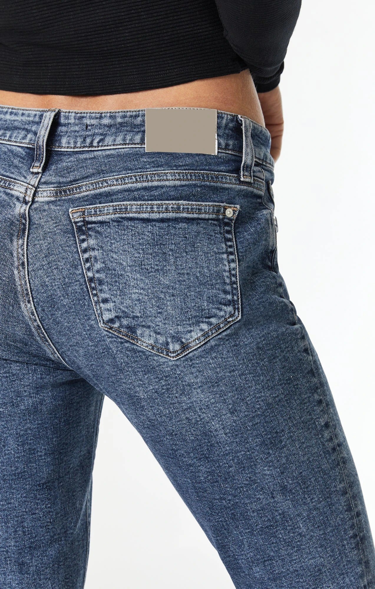 Blue Wash Slim Jeans with Ripped Knees and Rolled Cuffs