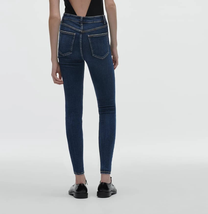 Dark Blue Wash High-Rise Skinny Jeans