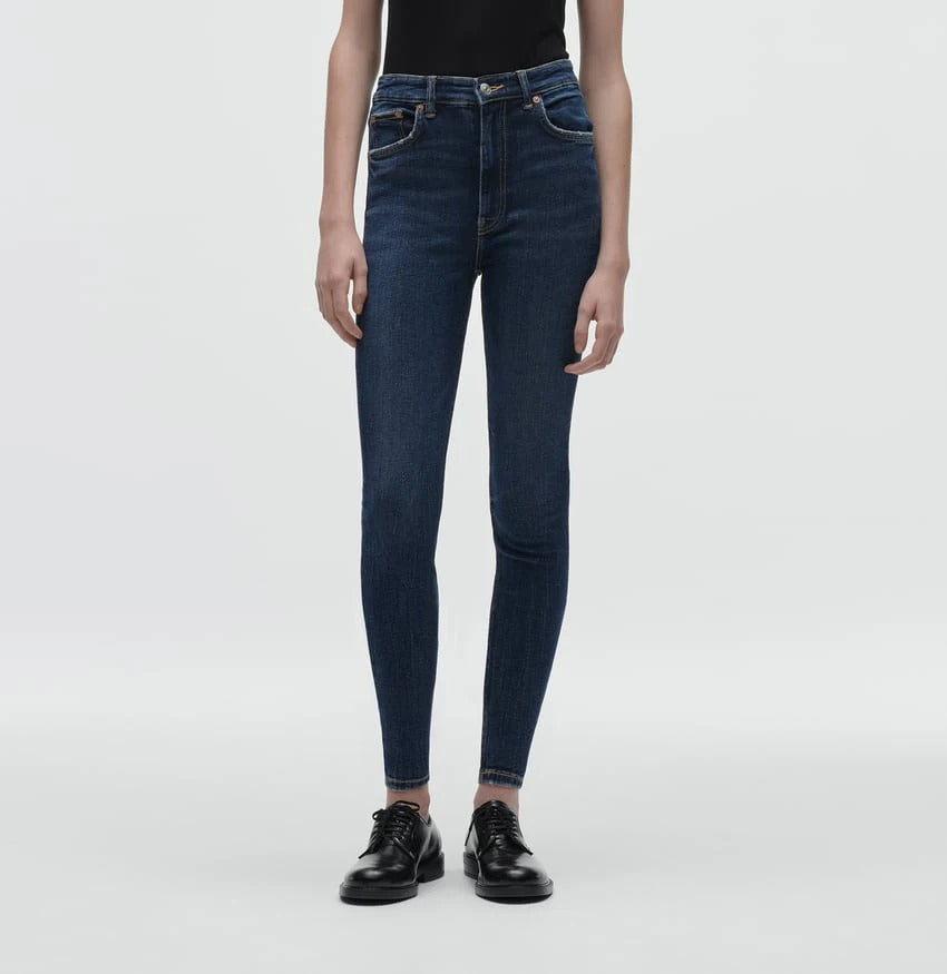 Dark Blue Wash High-Rise Skinny Jeans