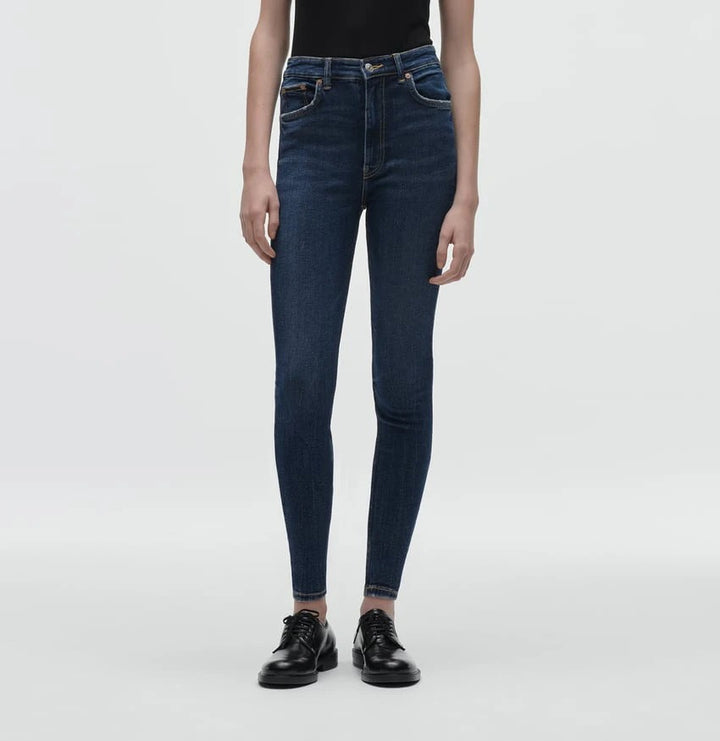 Dark Blue Wash High-Rise Skinny Jeans