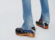 Light Blue High-Rise Straight Jeans with Split Hem