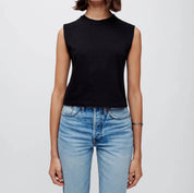 Light Blue High-Rise Straight Jeans with Split Hem