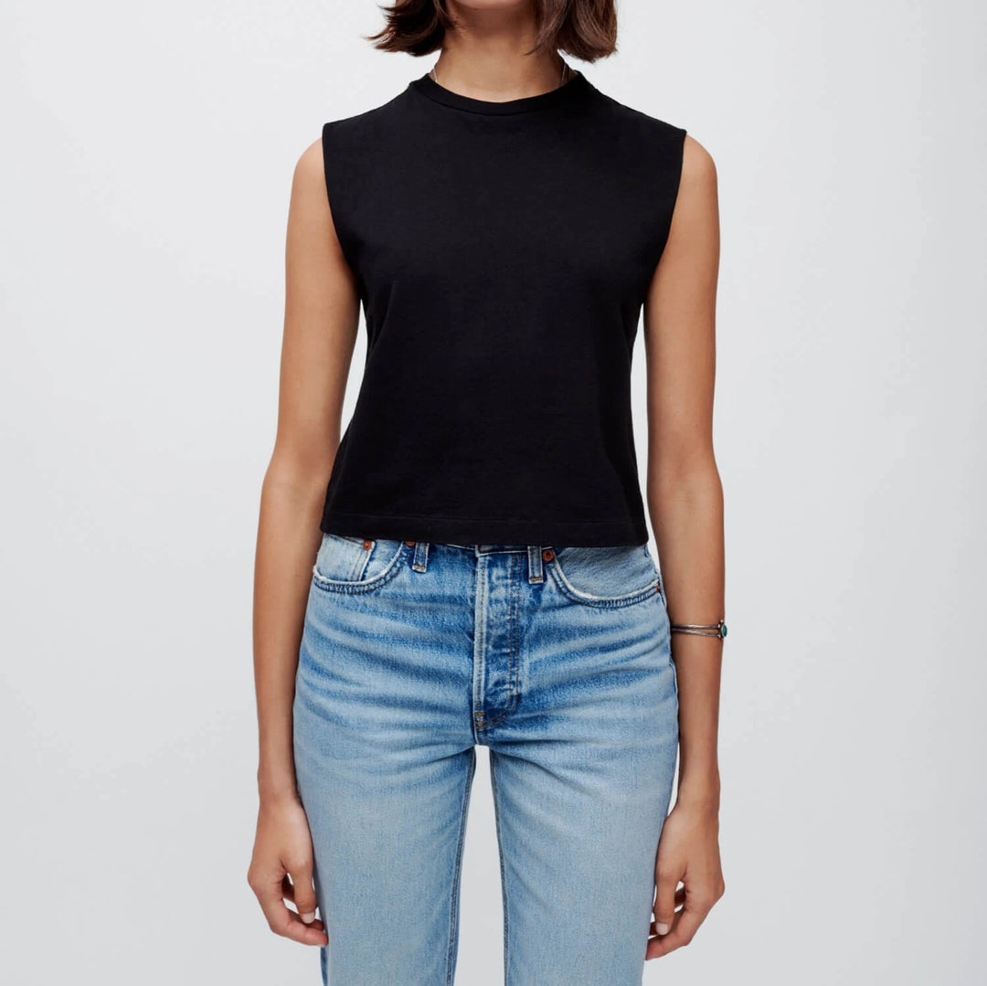 Light Blue High-Rise Straight Jeans with Split Hem