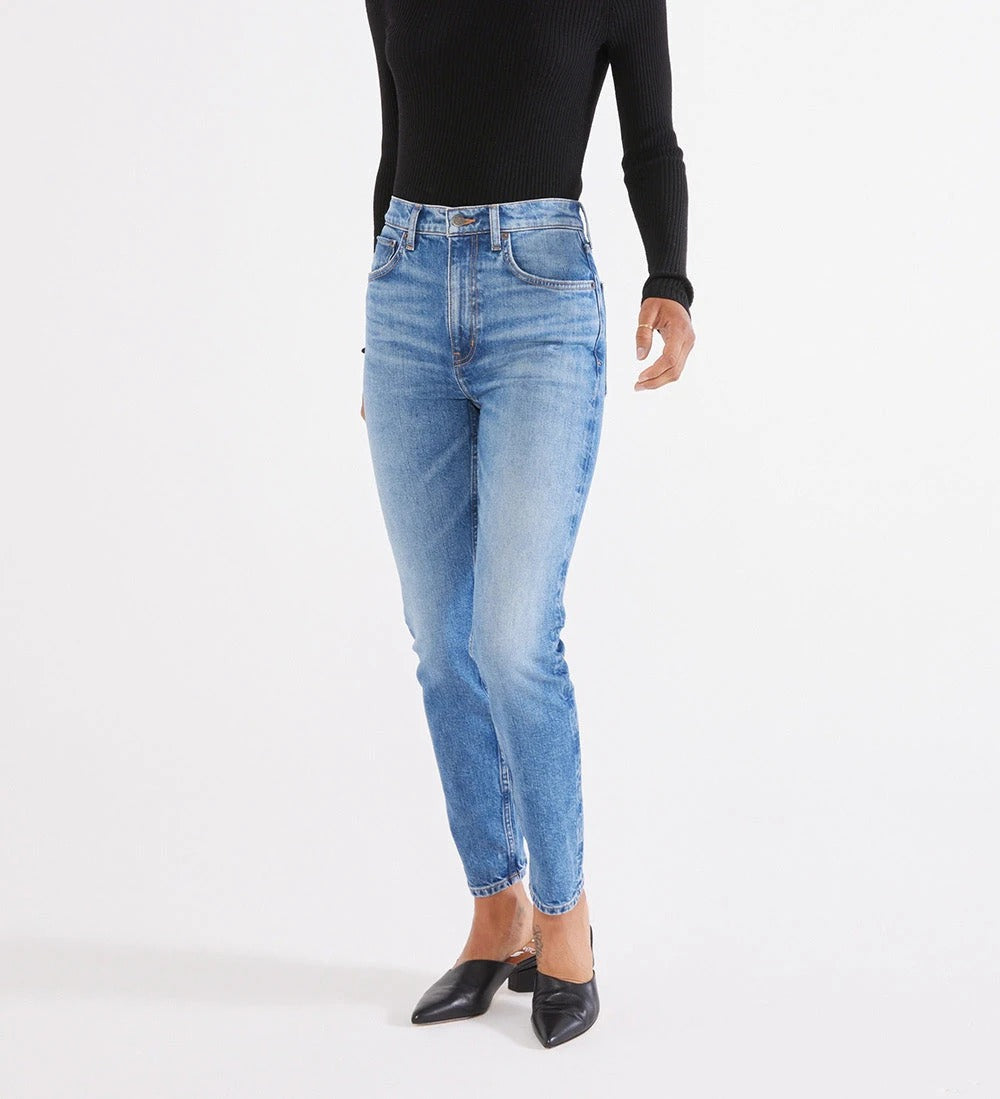 Light Blue Wash High-Rise Slim Tapered Jeans