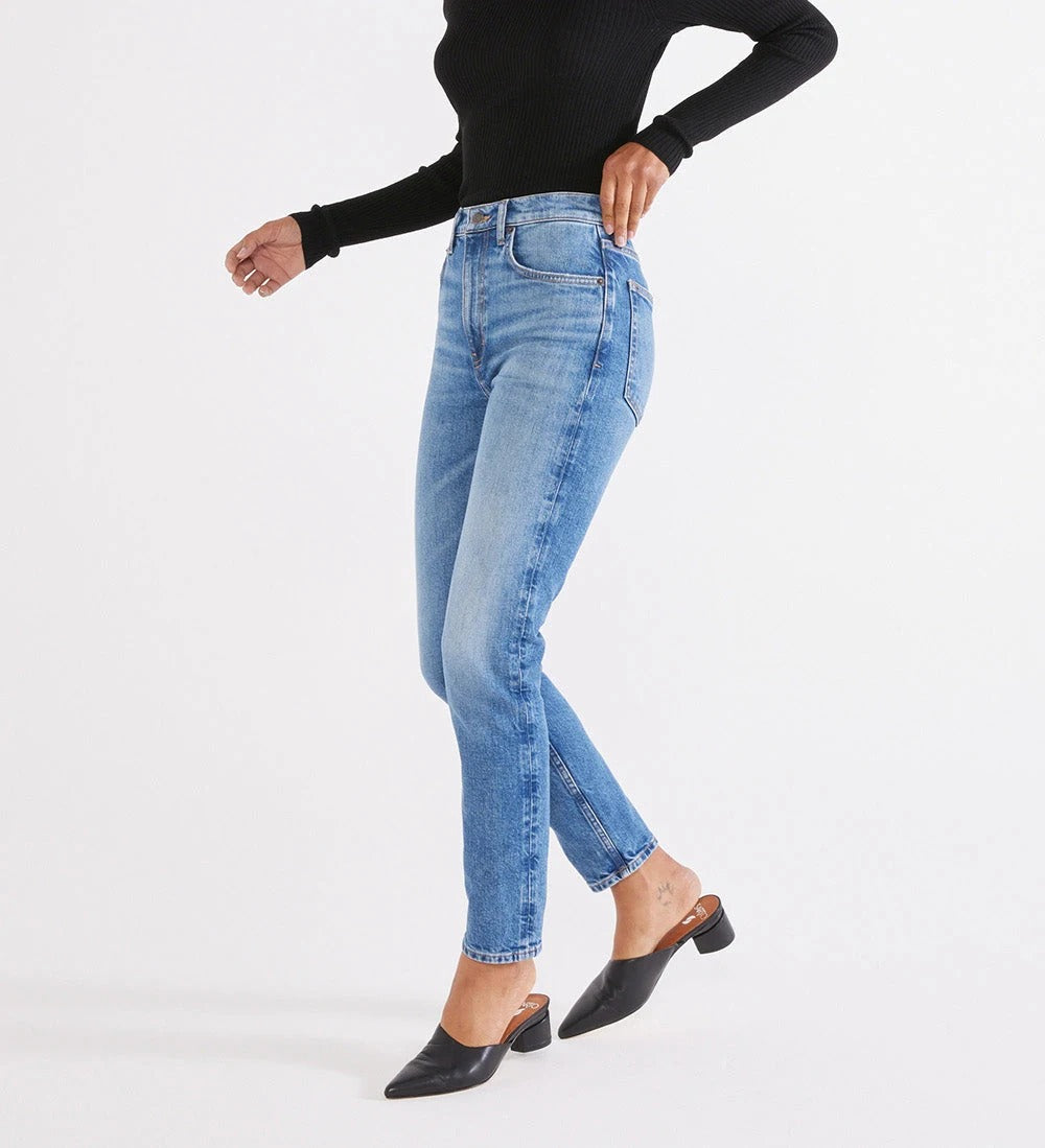 Light Blue Wash High-Rise Slim Tapered Jeans