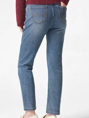 Medium Blue Wash Straight-Leg Jeans