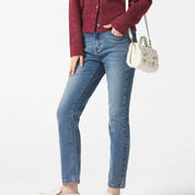 Medium Blue Wash Straight-Leg Jeans