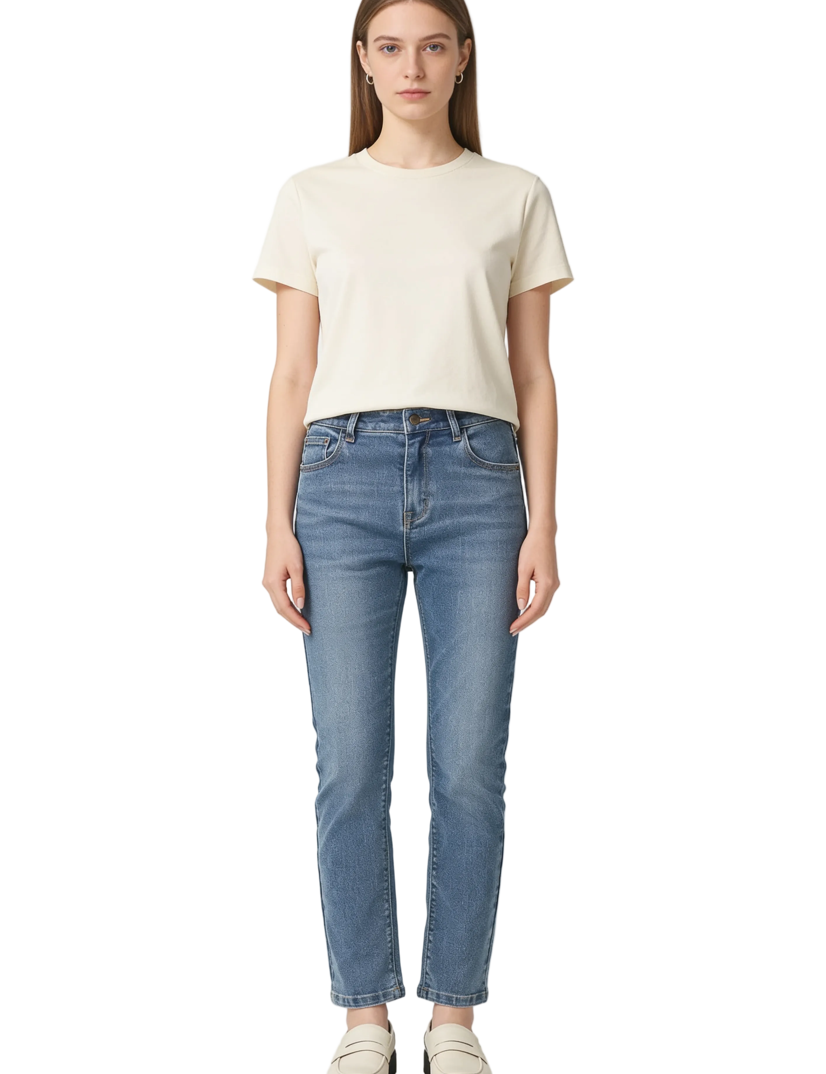 Medium Blue Wash Straight-Leg Jeans