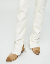 Off-White High-Rise Straight Jeans with Split Hem