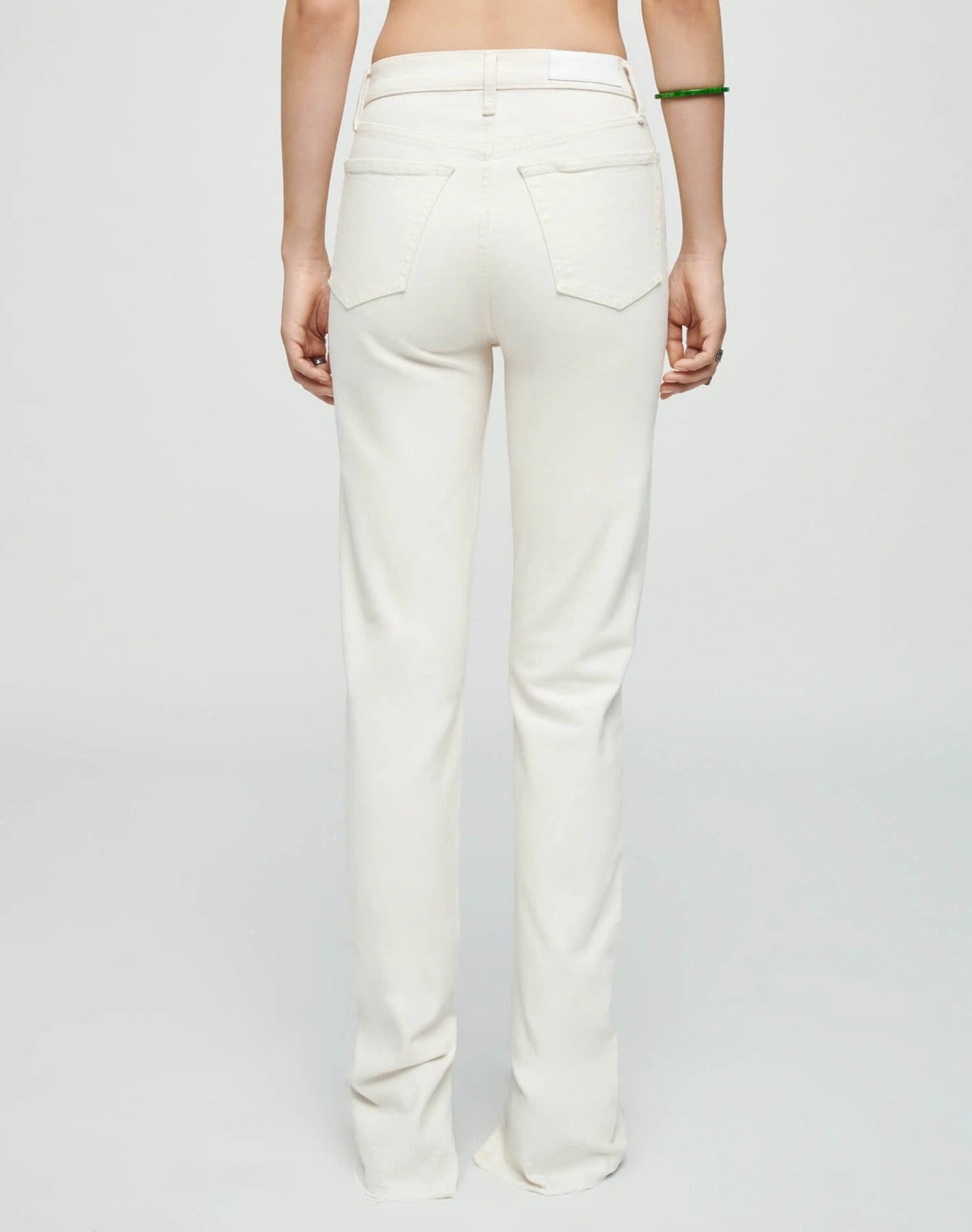 Off-White High-Rise Straight Jeans with Split Hem