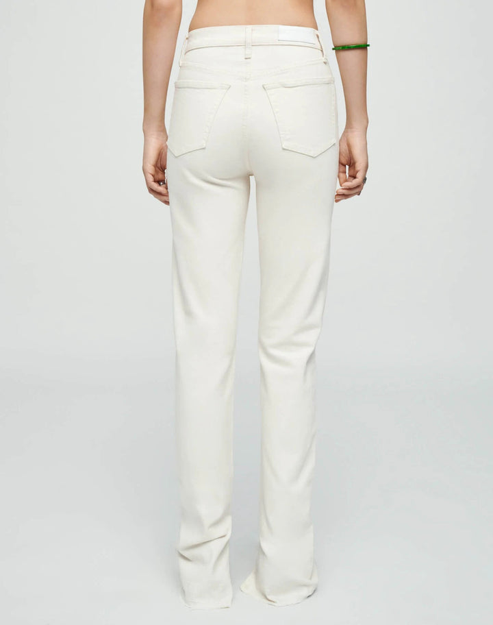 Off-White High-Rise Straight Jeans with Split Hem
