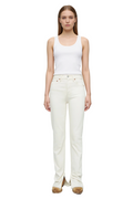 Off-White High-Rise Straight Jeans with Split Hem
