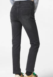 Washed Dark Grey Straight-Leg Jeans