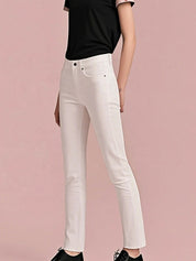 White Mid-Rise Slim-Fit Jeans