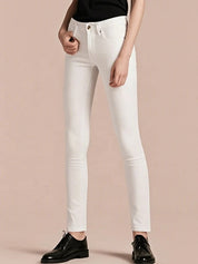 White Mid-Rise Slim-Fit Jeans