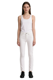 White Mid-Rise Slim-Fit Jeans