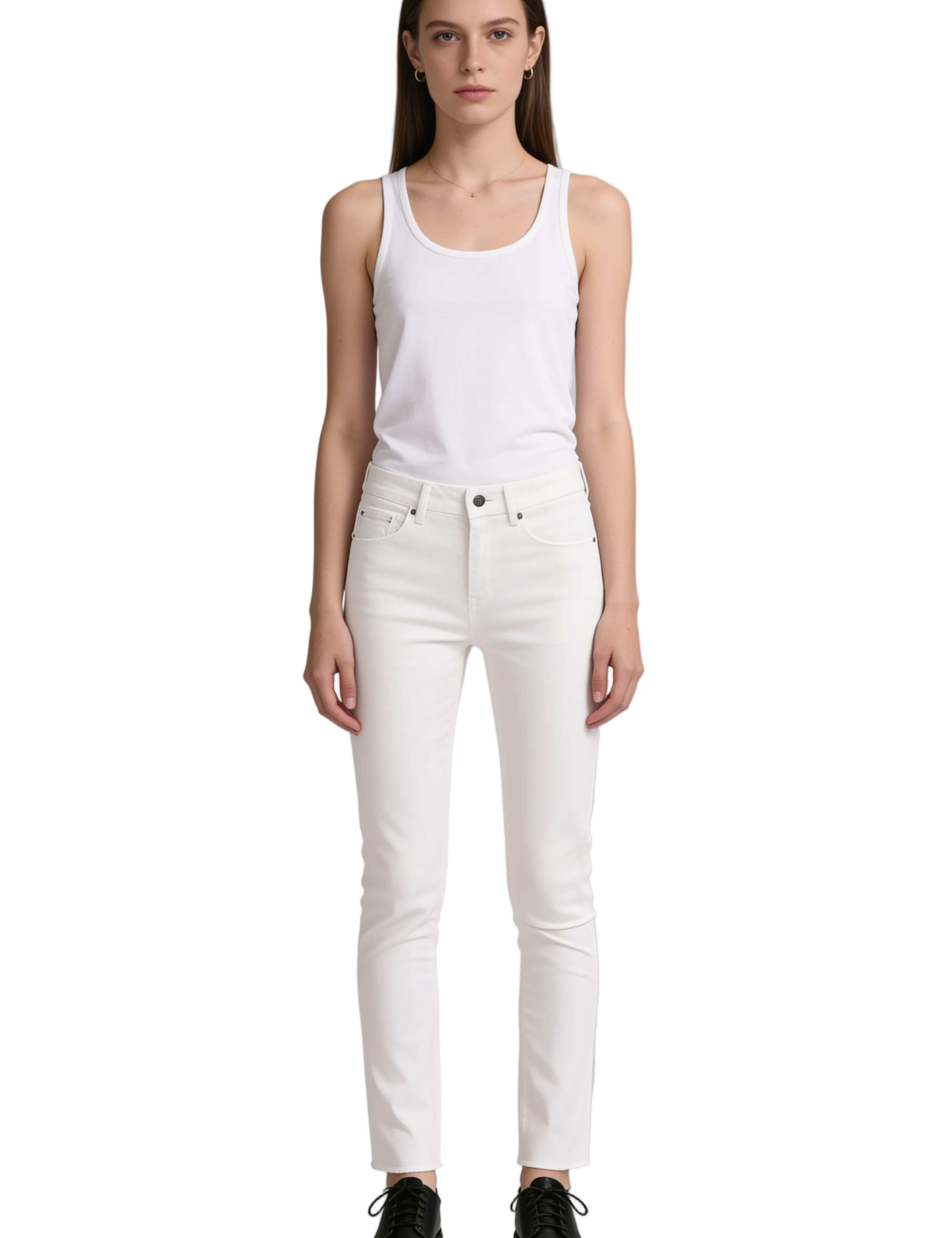 White Mid-Rise Slim-Fit Jeans
