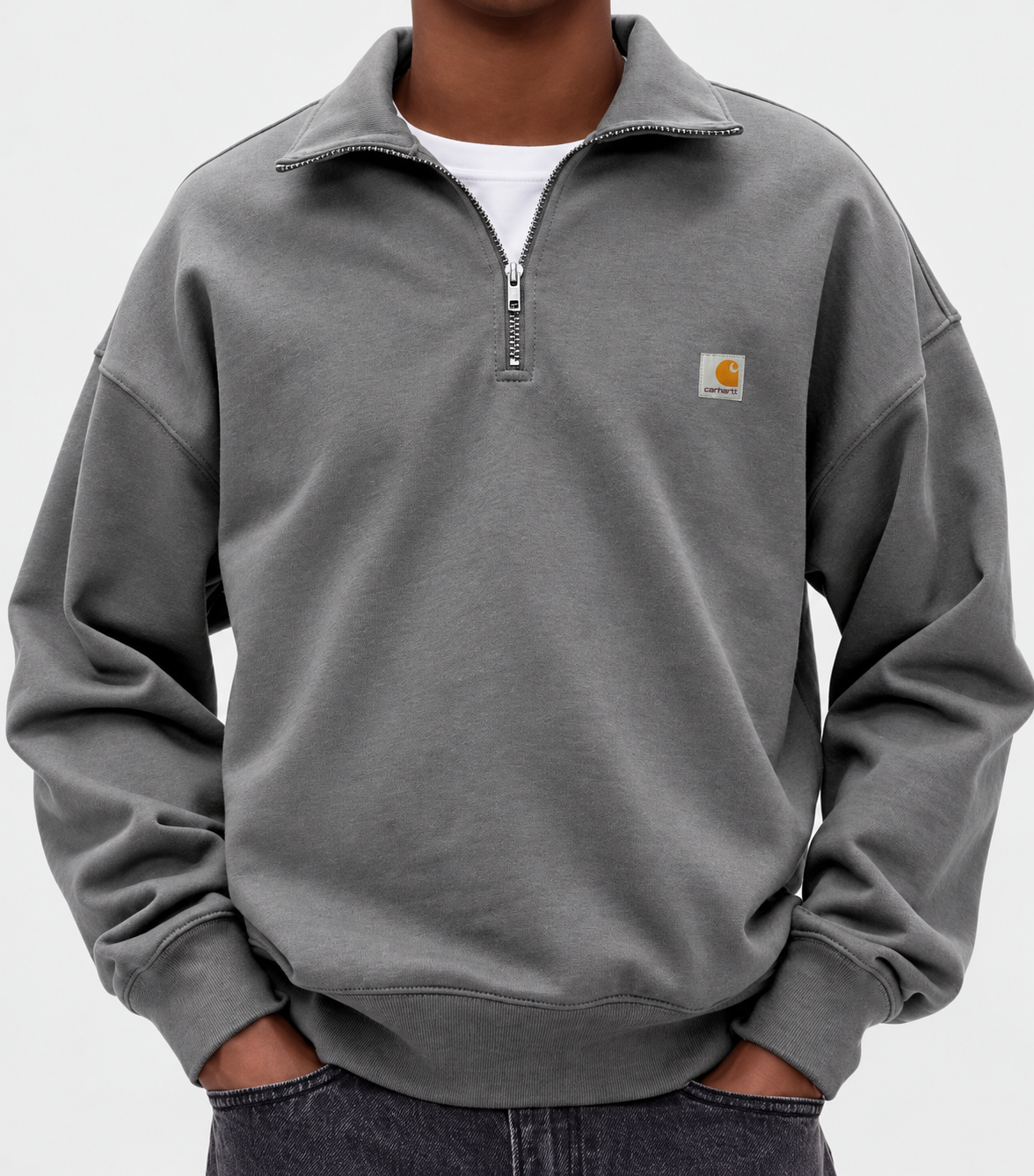 Men's Quarter Zip Sweatshirt – Oversized Fit with Stand Collar
