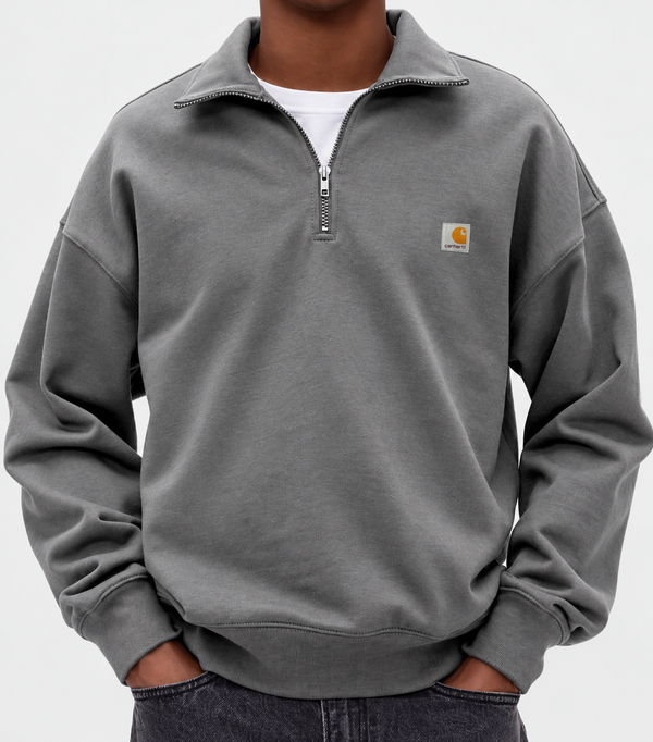 Men's Quarter Zip Sweatshirt – Oversized Fit with Stand Collar