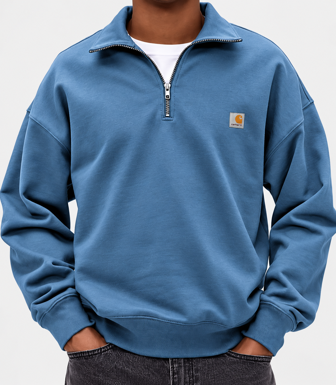 Men's Quarter Zip Sweatshirt – Oversized Fit with Stand Collar