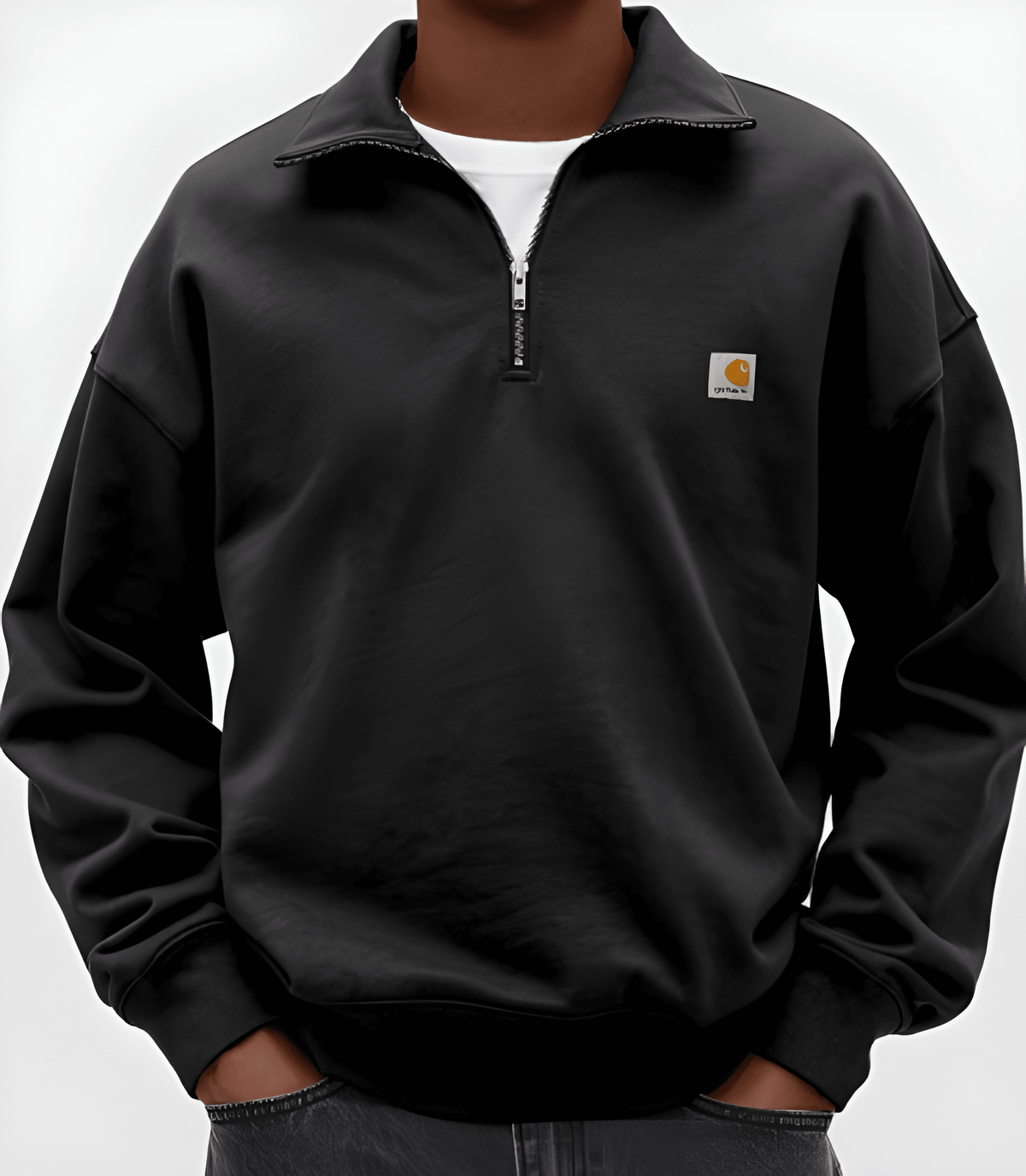 Men's Quarter Zip Sweatshirt – Oversized Fit with Stand Collar