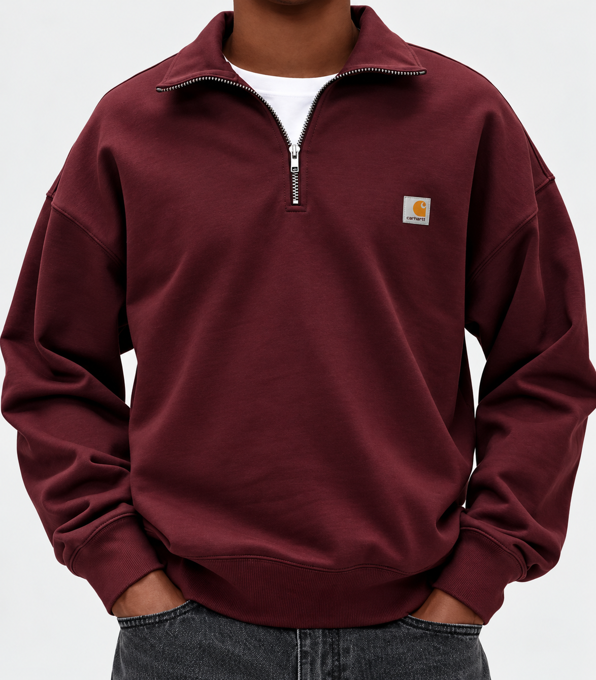 Men's Quarter Zip Sweatshirt – Oversized Fit with Stand Collar