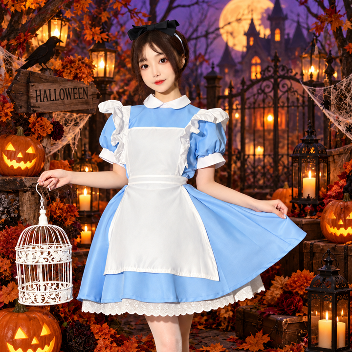 Women's Halloween Alice in Wonderland Costume with Apron