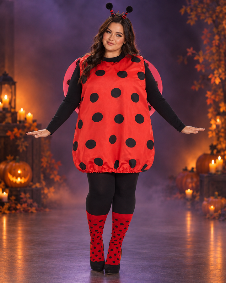 Women's Halloween Ladybug Costume with Wing Cape and Antenna Headband