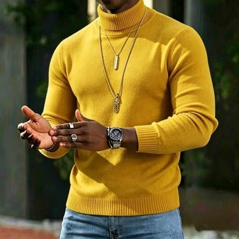 Men's Turtleneck Sweater with Slim Fit Winter Knit
