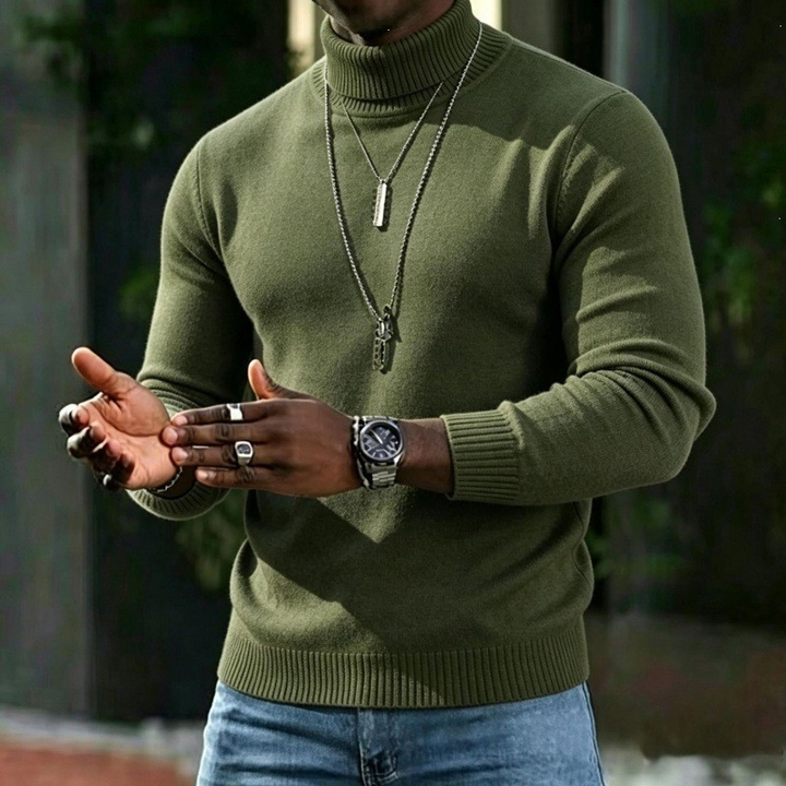 Men's Turtleneck Sweater with Slim Fit Winter Knit