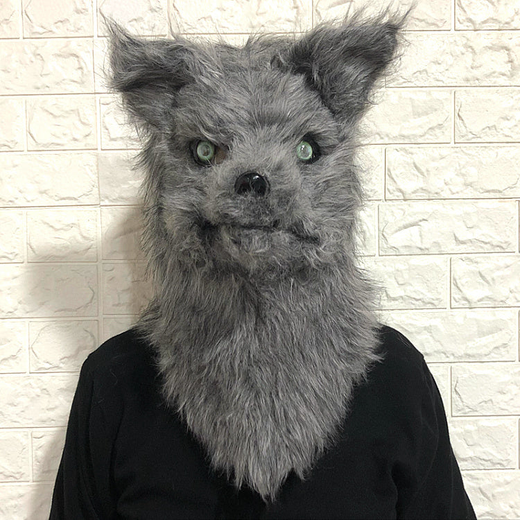 Halloween Animal Head Mask - Wolf & Fox Costume Accessory - Grey Wolf
