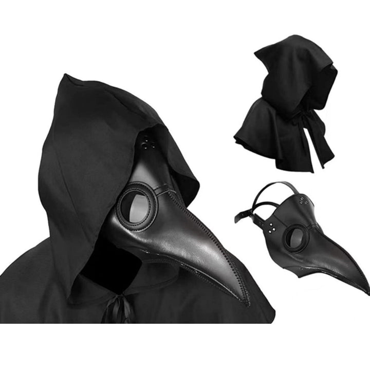 Halloween Black Plague Doctor Mask - Costume Accessory - Black