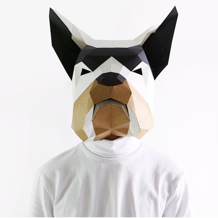 Halloween Bulldog Mask Craft Kit - DIY Cardboard Head - Natural Cardboard
