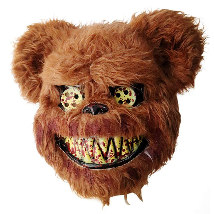 Halloween Bunny Mask - Creepy Plush Rabbit Costume Accessory - Bear