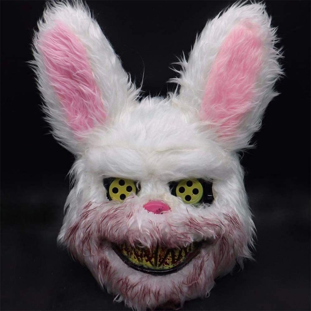Halloween Bunny Mask - Creepy Plush Rabbit Costume Accessory - Bunny