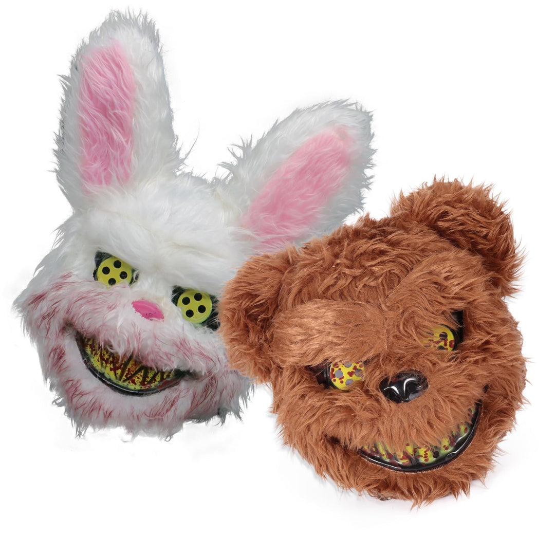 Halloween Bunny Mask - Creepy Plush Rabbit Costume Accessory