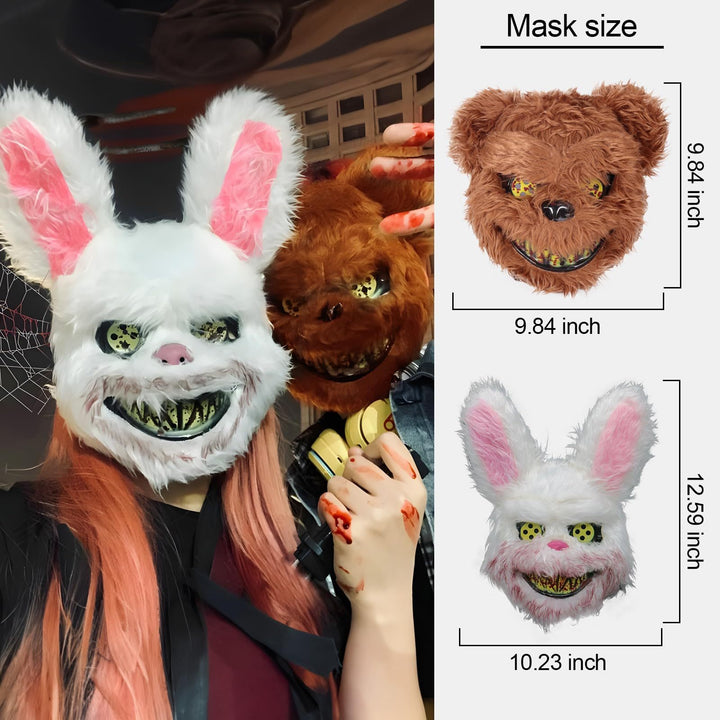 Halloween Bunny Mask - Creepy Plush Rabbit Costume Accessory