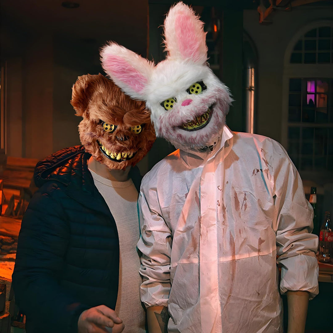 Halloween Bunny Mask - Creepy Plush Rabbit Costume Accessory