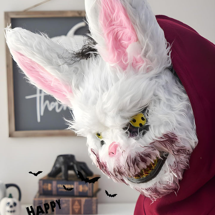 Halloween Bunny Mask - Creepy Plush Rabbit Costume Accessory