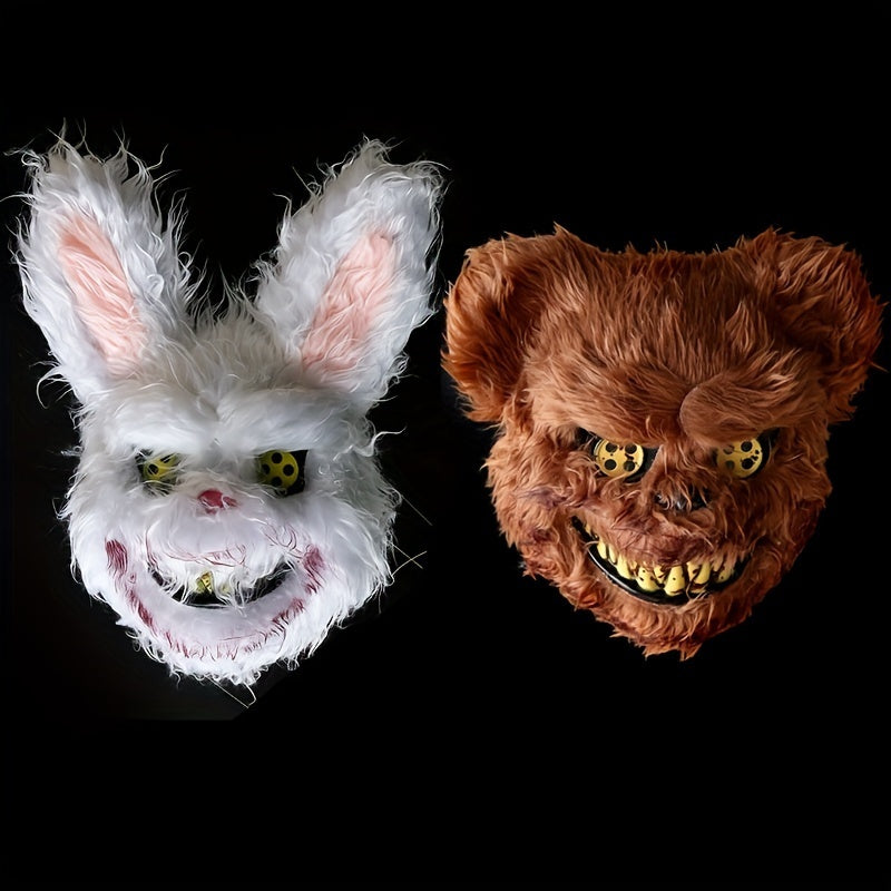 Halloween Bunny Mask - Creepy Plush Rabbit Costume Accessory