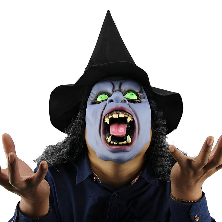 Halloween Character Mask – Full Face Costume Party Accessory - Purple-Faced Witch