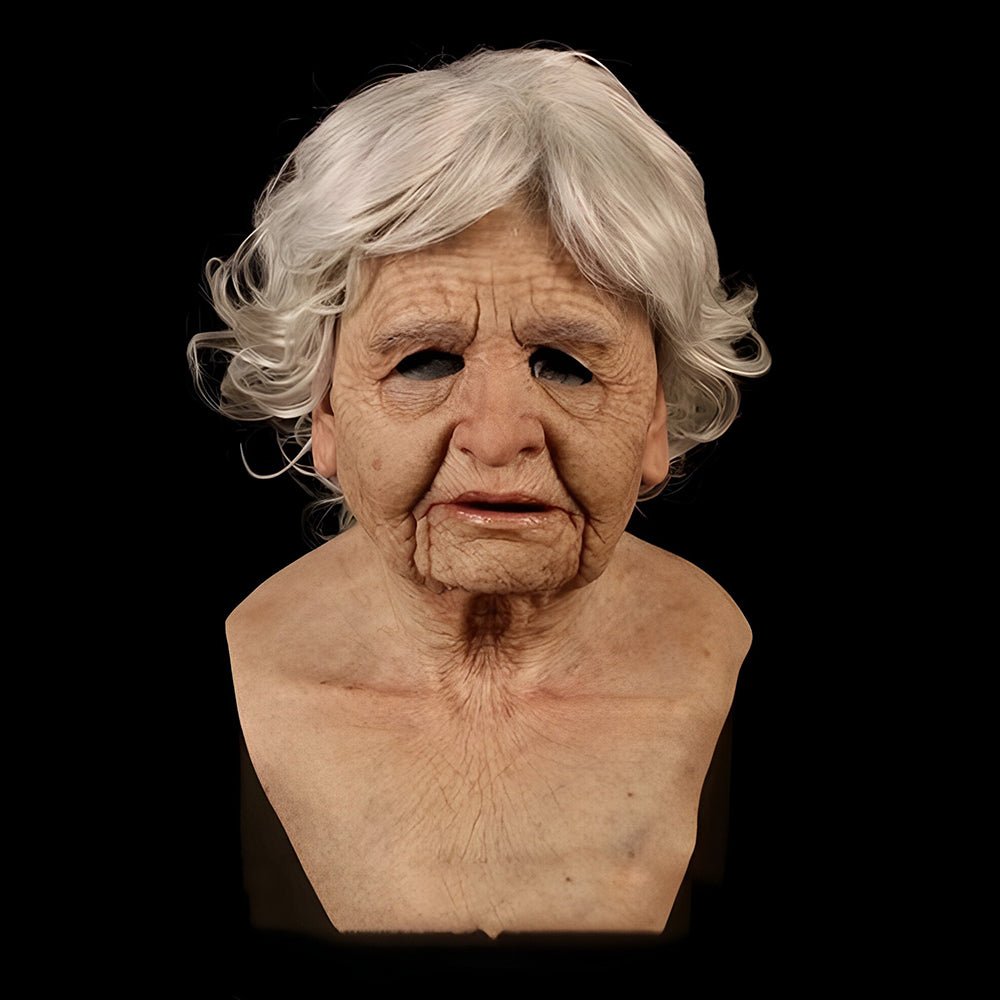 Halloween Character Mask – Full Face Costume Party Accessory - White-Haired Grandma