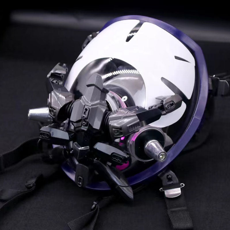 Halloween Cyberpunk Light-Up Mask - Sci-Fi Roleplay Accessory - Black & Silver