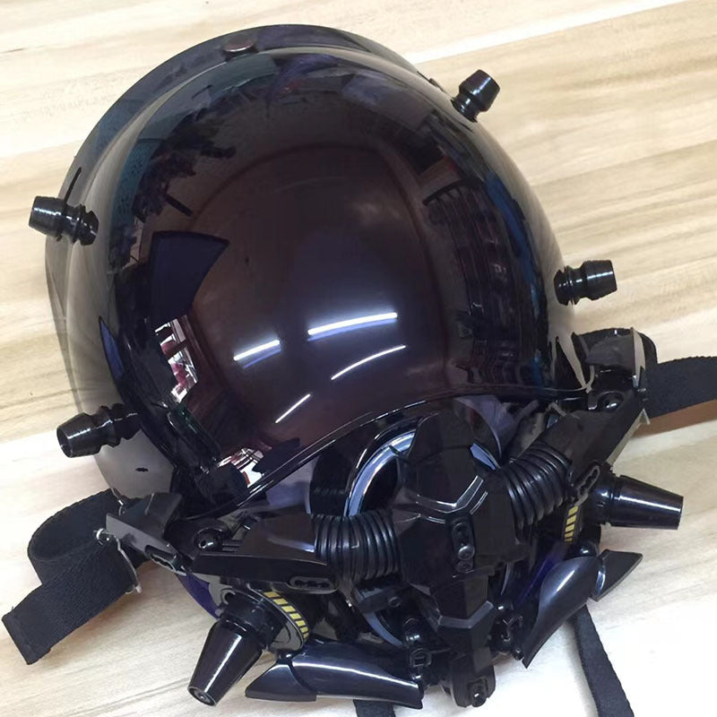 Halloween Cyberpunk Light-Up Mask - Sci-Fi Roleplay Accessory - Black