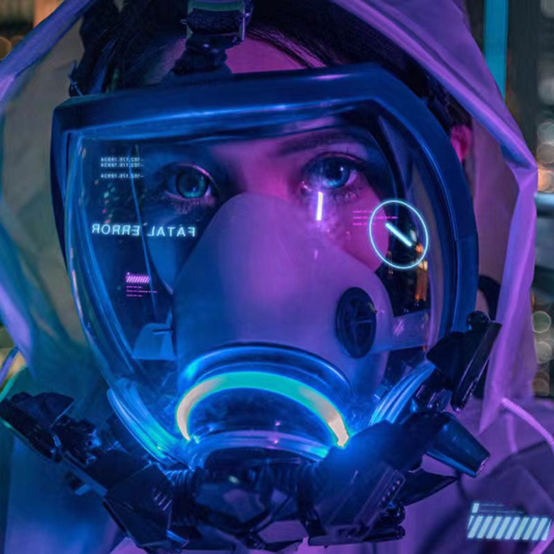 Halloween Cyberpunk Light-Up Mask - Sci-Fi Roleplay Accessory