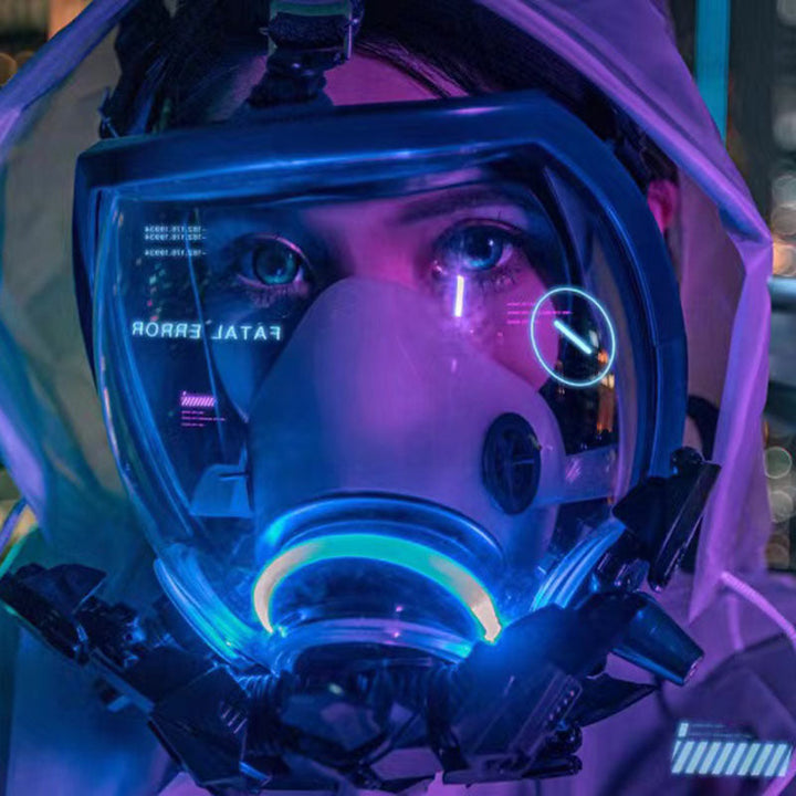 Halloween Cyberpunk Light-Up Mask - Sci-Fi Roleplay Accessory