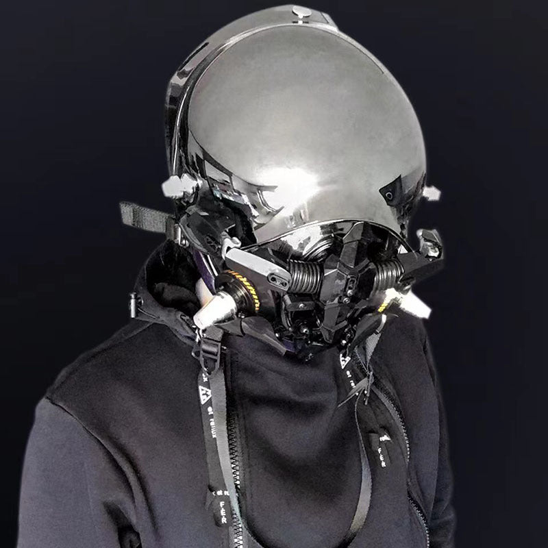 Halloween Cyberpunk Light-Up Mask - Sci-Fi Roleplay Accessory - Silver