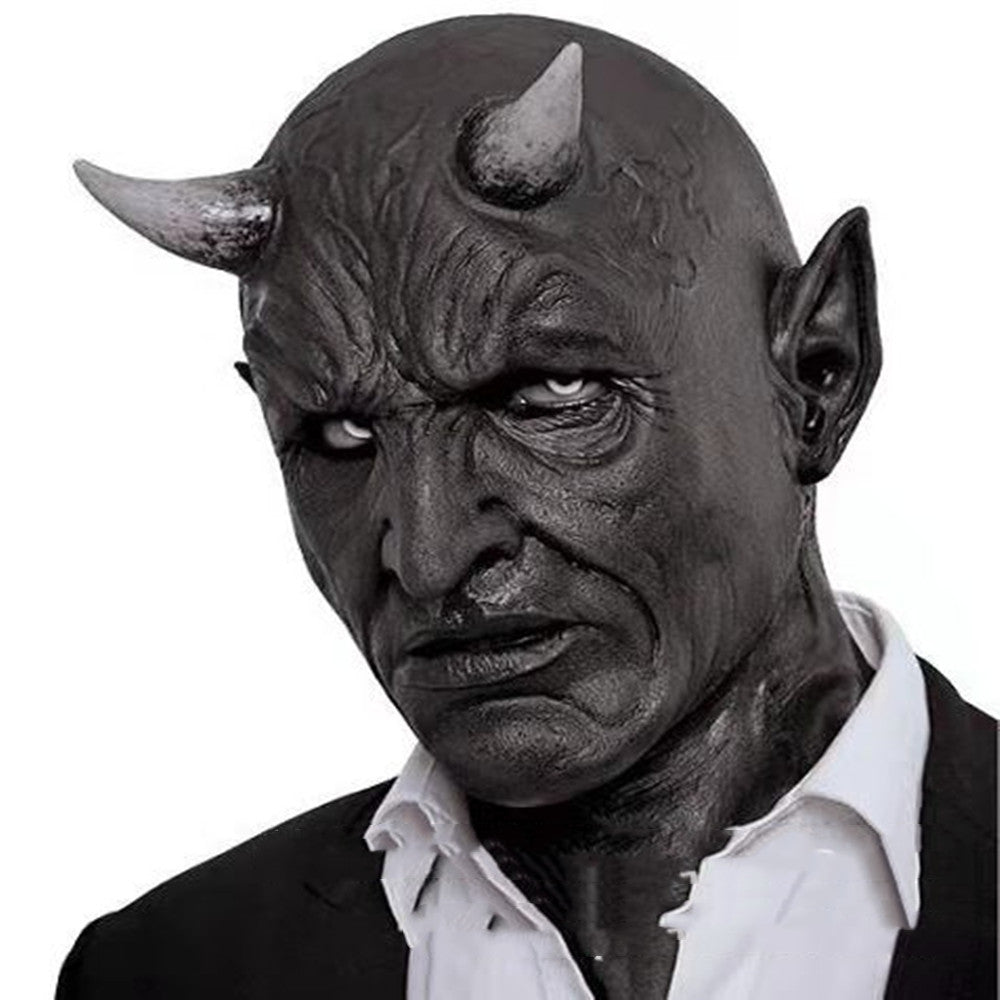 Halloween Demon Horn Mask Latex Headpiece - Party Costume Accessory