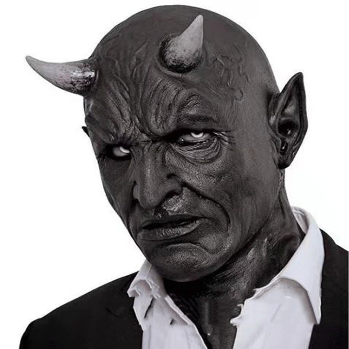 Halloween Demon Horn Mask Latex Headpiece - Party Costume Accessory